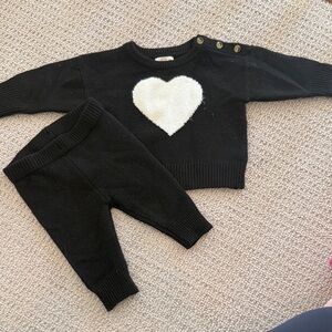 Cat & Jack Black and White Heart Sweater